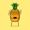 cute pineapple character with Embarrassed expression
