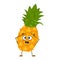 Cute pineapple character with emotions in a panic grabs his head, face, arms and legs. The funny or sad food hero, fruit