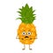 Cute pineapple characters with angry emotions, face, arms and legs. The funny or grumpy food hero, fruit