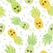 Cute pineapple faces seamless repeat pattern