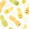 Cute pineapple family seamless repeat pattern