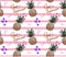 Cute pineapple pattern with text cool summer and heart on striped background