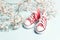 Cute pink baby girl sneakers small white flowers