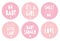 Cute Pink Baby Shower Vector Sticker Set. It`s a Girl Party.