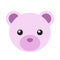 Cute pink bear flat icon, pastel symbol