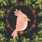 Cute pink bird in forest scape scene