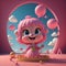 cute pink cartoon in dreamland 3d rendering - generated by ai