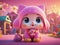 cute pink cartoon in dreamland 3d rendering-generated by ai