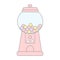 Cute pink cartoon gumball machine illustration on white background