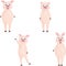 Cute pink cartoon piglets with different emotions. Sad, Happy and Scared vector