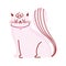 Cute pink cat with collar heart domestic pet isolated icon