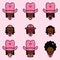 Cute Pink Cowboy Character Vector Design Pack