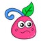 Cute pink creature is having a funny face, doodle icon drawing