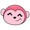 Cute pink creature head smiling friendly, doodle icon drawing