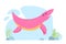 Cute pink dino. Kind smiling ichthyosaur dinosaur character. Cartoon large extinct marine reptile graphic design print