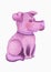 A cute pink dog with hand drawn fur, smart and arrogant expression