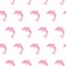 Cute pink dolphins seamless pattern background, summer print for textile and card design