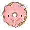 Cute pink donut. Funny cartoon character. Vector illustration.