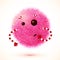 Cute pink fluffy vector monster