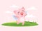 cute pink flying pig with wings