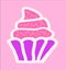 Cute pink frosted cupcake illustration