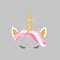 Cute pink gold unicorn design icon