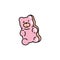 Cute pink gummy bear. Jelly fruit candy