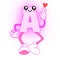 Cute Pink Letter A Cartoon Character Showing Hands With Heart Drawing.