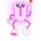 Cute Pink Letter U Cartoon Character Showing Hands With Heart Drawing