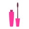 Cute pink mascara for eyelashes. Open cosmetic tube. Fashion glamour makeup icon