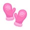 Cute pink mittens. Vector illustration on a white background.