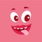 Cute pink monster character in love. Face with tongue sticking out and hearts in eyes. Flat cartoon vector illustration