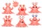 Cute pink octopus emoji monster character set