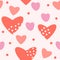 Cute pink,purple,orange color heart seamless background