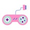 Cute pink retro controller, joypad, gamepad, videogame console.