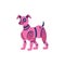 Cute pink robot cyber dog standing, flat cartoon vector illustration isolated