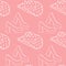 Cute pink seamless pattern with retro cowgirl hats and high heel shoes. Background, print for girls.