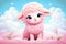 cute pink sheep in a soft cloud AI generated