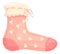 Cute pink sock with heart pattern. Soft warm girl apparel