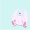 Cute pink teddy bunny on a blue background