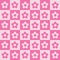 Cute pink and white flowers on checkered squares seamless pattern.
