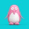 Cute Pink and White Toy Cartoon Plasticine or Clay Penguin in Duotone Style. 3d Rendering