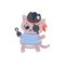 Cute pirate cat with eyepatch, cartoon animal in sailor costume