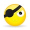 Cute pirate emoji. Melt emotion. Sweet emoticon. Cartoon style. Vector illustration smile icon.