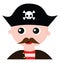 Cute pirate with a long mustache vector or color illustration