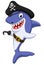 Cute pirate shark cartoon