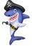 Cute pirate shark cartoon