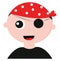 Cute pirate wearing a red bandana with white polka design vector or color illustration