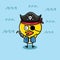 Cute pirates duck with hat cartoon