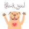 Cute Pitbull dog says thank you. American Staffordshire Pit Bull Terrier with heart full of gratitude. Vector
